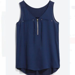 Fortune + Ivy Lighton Zip Detail Mixed Material Blouse NWT